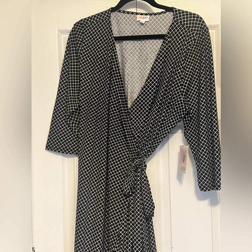 LuLaRoe Black and White Geometric Wrap Dress